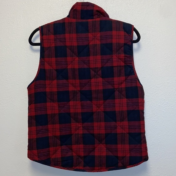 Becaal Size Large Red Buffalo Plaid Quilted Full Zip Cabincore Cozy Vest 4391 - Picture 6 of 9